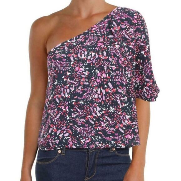 Aqua One Shoulder Blouse Large NWOT - Picture 2 of 6